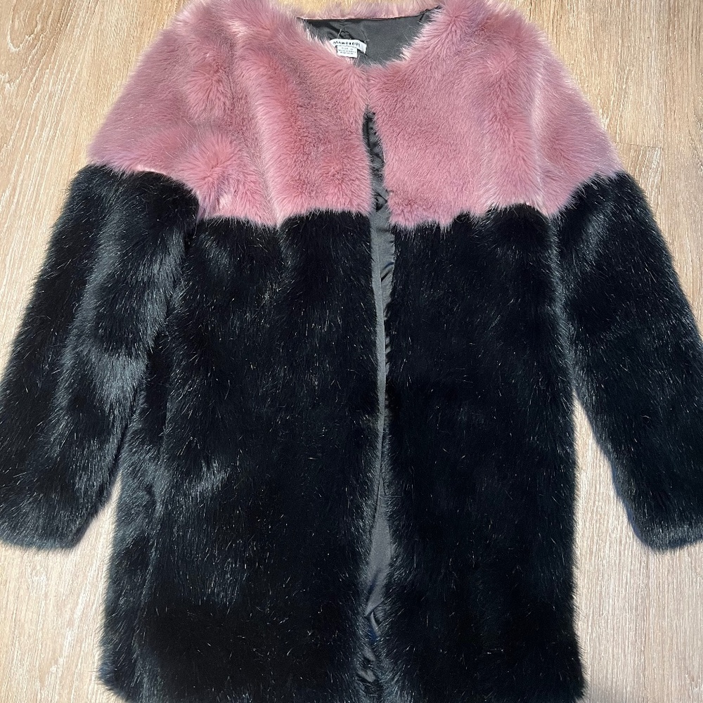 Two Toned Faux Fur Coat